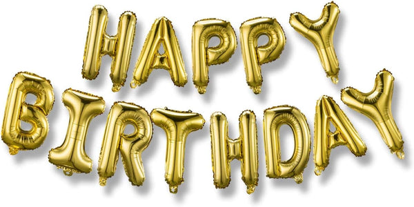 Happy Birthday Aluminum Foil Banner Balloons for Birthday Party Decorations and Supplies in Gold