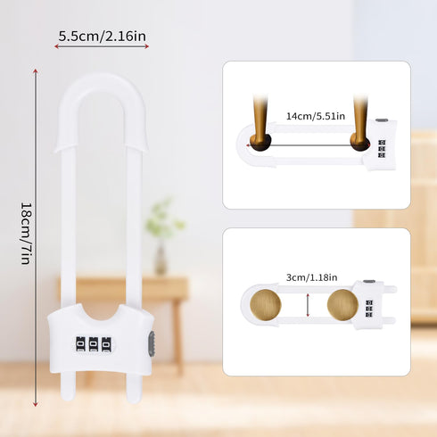 4 Pack U-Shaped Sliding Cabinet Locks, Adjustable Baby Proof Clips for Home Cabinets and Doors