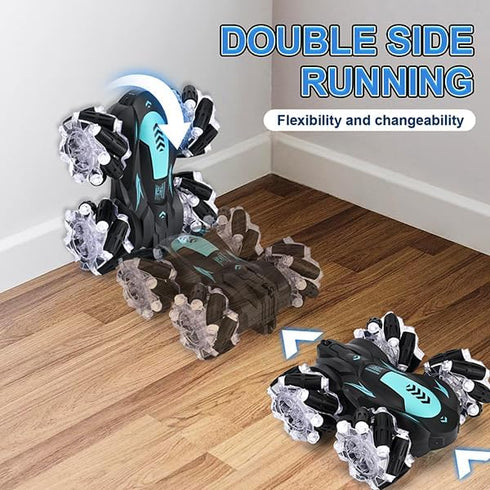 Gesture Sensing RC Stunt Car, 360° Spins Double Sided Hand Controlled Car with Lights and Music for Boys