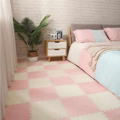 10pcs Decoration(11.8x11.8in, Plush Puzzle Foam Floor Mat, Soft Fluffy Interlocking Square Foam Tiles Area Rugs Carpet