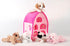 Unipak SFS Gift Bundle - 12" Plush Pink Dog House with 5 Stuffed Animal Dogs & 5 Mini Puppy Figures