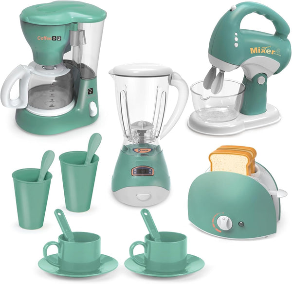 Kitchen Appliances Toys - Toy Kitchen Set with Blender, Coffee Maker, Mixer, and Toaster for Kids Ages 3+