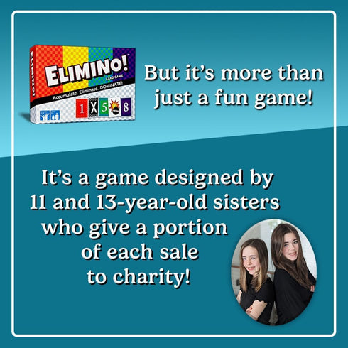 Elimino! Card Game - Modern Update on Classic Garbage Card Game by 11 & 13 Year Old Sisters, Ages 7+