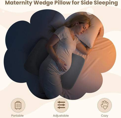 30Adjustable Pregnancy Pillow Portable Travel Maternity Pillow Wedge with Washable Cover, Relief Back, Belly & Hip