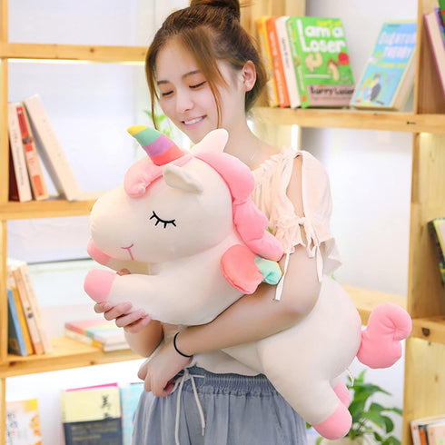 Unicorn Stuffed Animal, Soft Plush Hugging Pillow Toy for Kids, White, 19.6 in