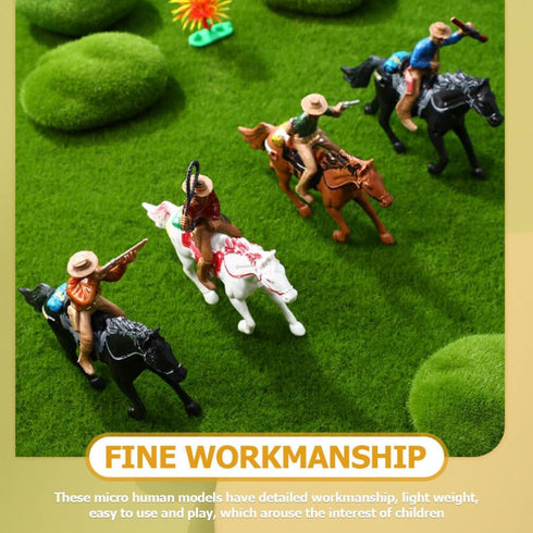 Western Figures Horse Carriage Model Playset, Plastic West Figurines Riding Horse Action Figure Educational Toys for