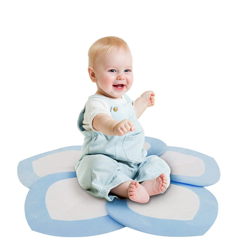 Flower Baby Bath Pad, Infant Bathtub Mat for Bathtub Tub Sink (White Blue)