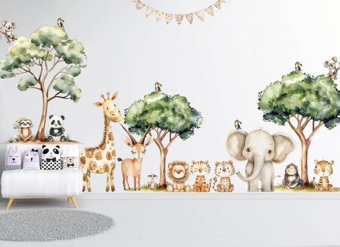 Generic (Set2) Safari Jungle Wall Stickers Safari Animals Wall Decals for Nursery Kids Room Wall Art Removable Vinyl