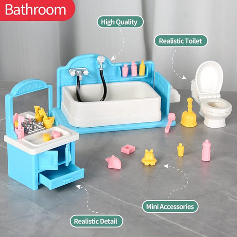 Set,Fridge Set TAKIHON Dollhouse Furniture, Kitchen & Bathroom Toy Washing Machine for Kids,Dollhouse Miniature