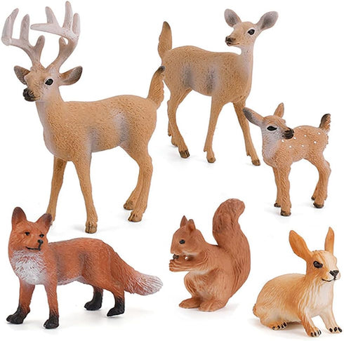 6 Pcs Simulated Forest Animal Models, Woodland Creatures Figurines Educational Props for Kids