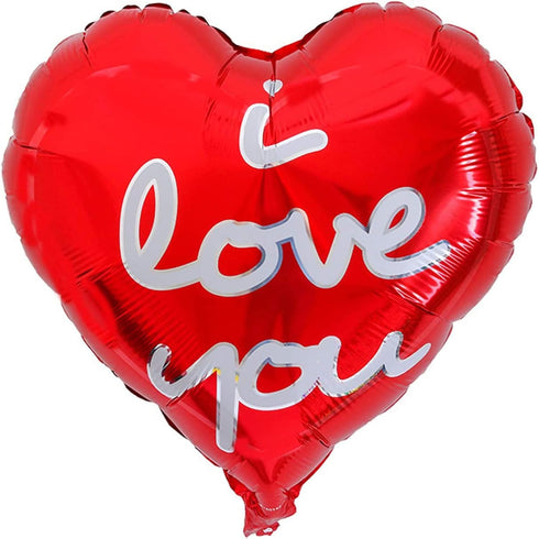 BinaryABC Valentines Day Decorations, Love Heart Foil Balloons, I Love You Balloon, 10Pcs (Red)