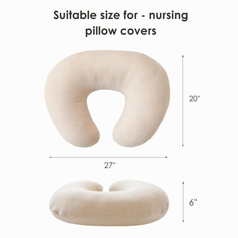 2-Pack 100% MairMore Muslin Nursing Pillow Covers, Breathable Cotton Breastfeeding Pillow Slipcovers for Standard