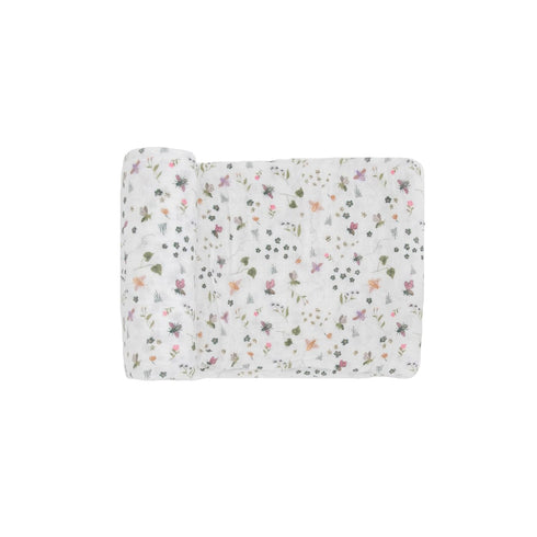 Little Unicorn Garden Bees Cotton Muslin Swaddle Blanket, 100% Cotton, Large 47” x 47”, Machine Washable