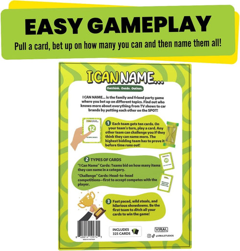 325 I Can Name... | Fast-Paced Family Party Game of Bidding & Brainpower | Hilarious Card Game Night, Party Game