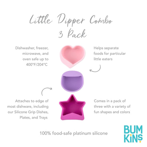 Bumkins Baby Silicone Little Dippers - Attaches to Bowls and Plates, Essential Feeding Supplies for Babies 6 Months Up