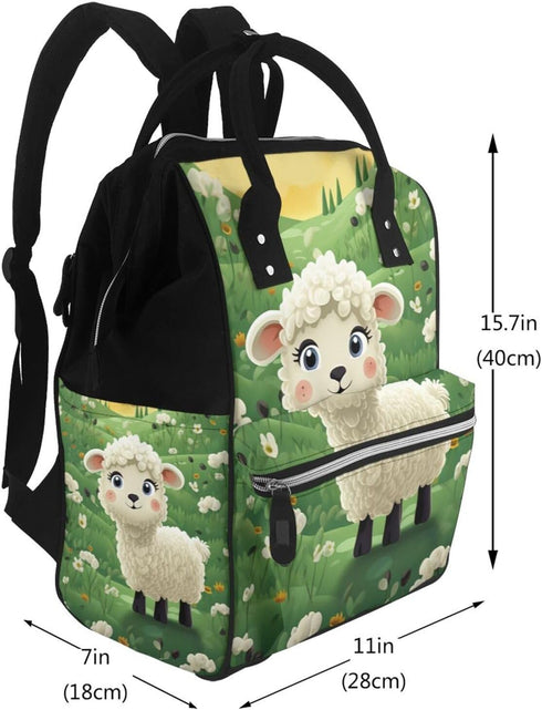 OUSIKA Backpack Daypacks Cute Cartoon Sheep Print Diaper Bag Multifunction Laptop Travel Large Nappy Bag, Black, One