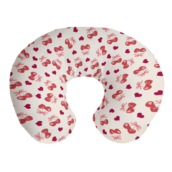 Cstdyfrv Valentine's Day Cherry Nursing Pillow Covers Pink Cherry Bows Love Heart Removable