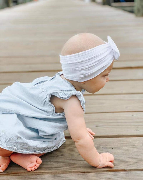 Nylon Headbands Baby Girl Bows Jacquard Design for Newborn Infant Toddler Little Girls (16-Pack)