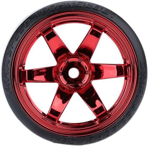 GoolRC 1/10 Drift Car Tires Hard Tyre Replacement Set of 4 for Traxxas HSP Tamiya HPI Kyosho On-Road Drifting (Red)