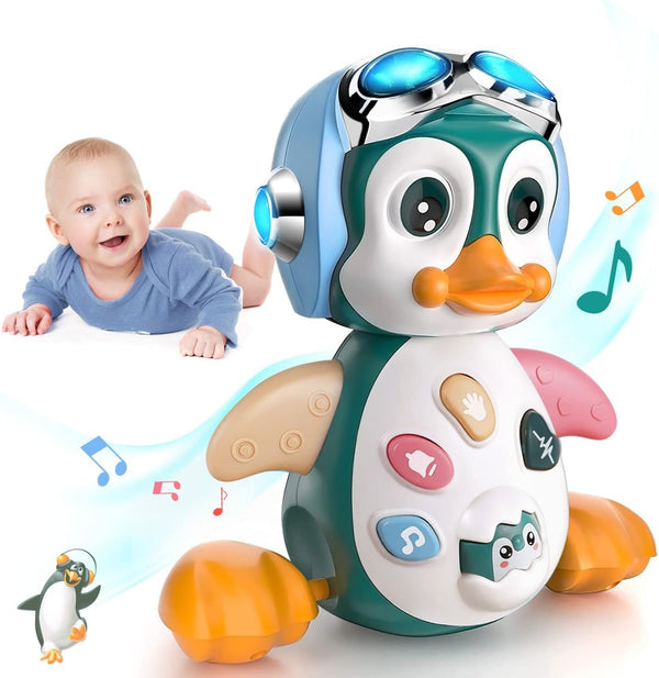 MOONTOY Penguin Baby Toys for 6 to 12 Months, Musical Light Up Crawling Walking Toy for Toddler Boys and Girls