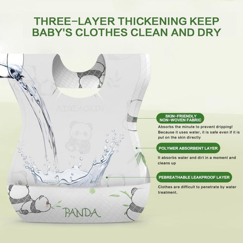 (30/60Pcs Baby Disposable Bibs-Individually Packaged,Soft, Leak Proof, Disposable Bibs Suitable for baby, Traveling