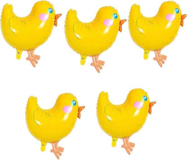 BinaryABC Chicken Mylar Foil Balloon, Easter Birthday Party Decorations, 5 Pcs