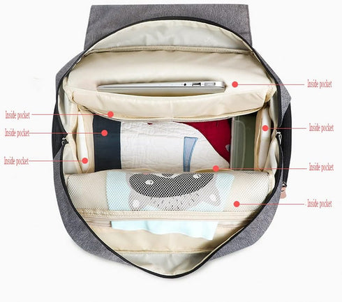 Land backpack diaper bag multi-function waterproof travel nappy bags insulated compartment pockets wipes pocket
