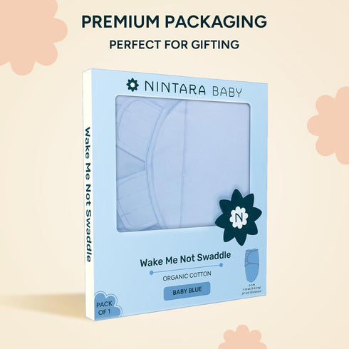 0-3 Swaddle Wrap for Newborns Premium Organic Cotton, Wake Me Not Swaddle with Baby-Safe Closure, Ultra-Soft & Snug