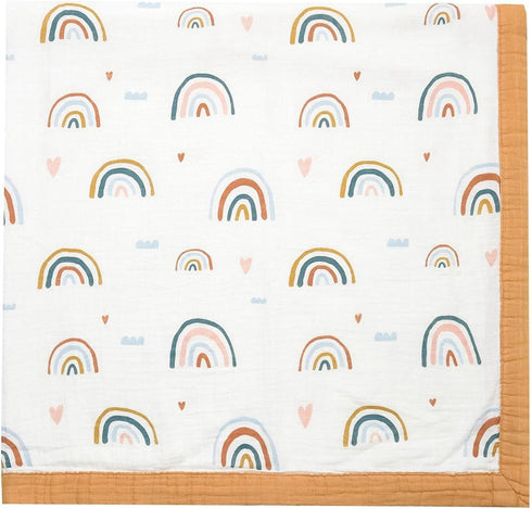 Rainbow Muslin Quilt Baby Blanket - Silky Soft and Breathable Summer Blanket