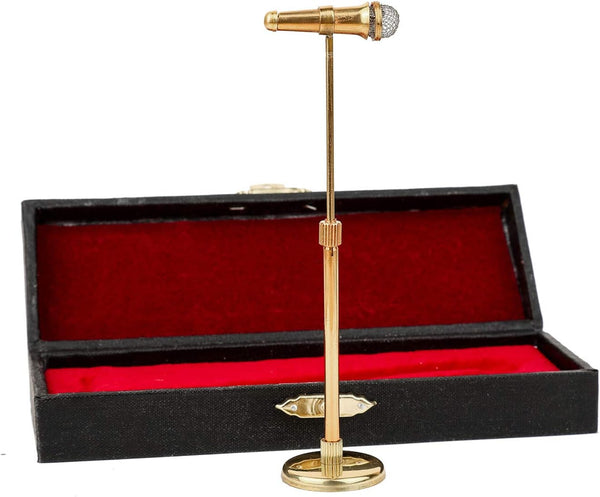 Adjustable Miniature Microphone - 12cm Mini Musical Instrument Model for 1:12 Action Figures Dollhouse Accessories