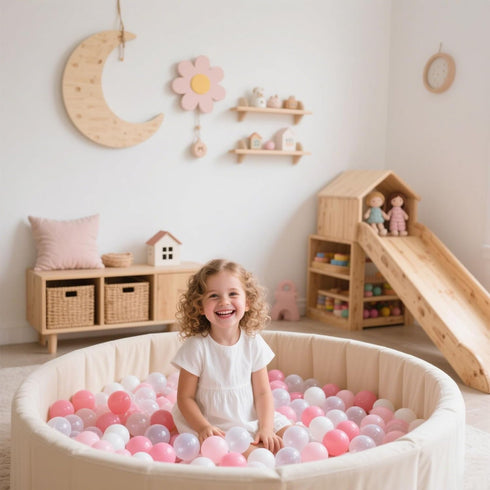 GOGOSO Ball Pit Balls for Toddler, Non-Toxic BPA-Free Plastic Playballs, 100 Balls in Pink, White, Clear