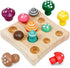 Wooden Toys Mushroom Toy, Harvest Game Montessori Educational Learning Shape Sorting & Number Matching for Ages 3+