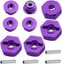 Hobbypark 12mm Aluminum Wheel Hex Drive Hub Adapters (4P) & M4 Locknuts (4P) for RC Car Accessories (Purple)