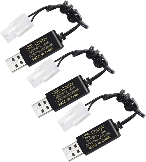 Fytoo 3PCS 9.6V Tamiya Plug USB Charging Cable for Remote Control Car, Truck, Tank, Engineering Car