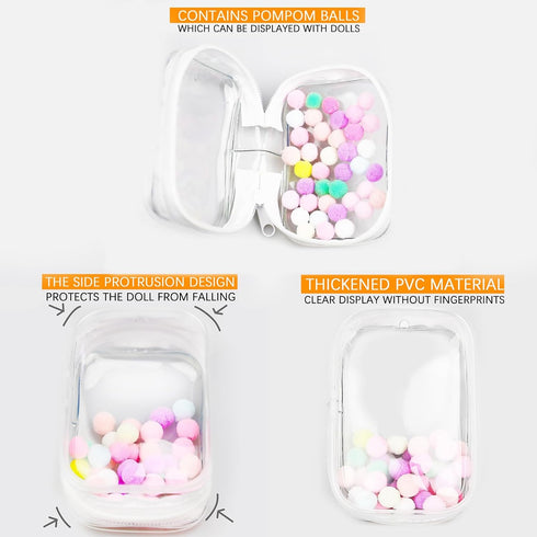 Clear Figure Display Bag with Keychain, Portable Small Doll Storage Bag with Zipper Closure for Collectibles
