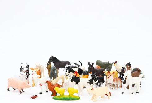 ONEST 30 Pieces Mini Farm Animal Figurines Playset, Hand Painted Tiny Realistic Plastic Puppy Figures for Kids