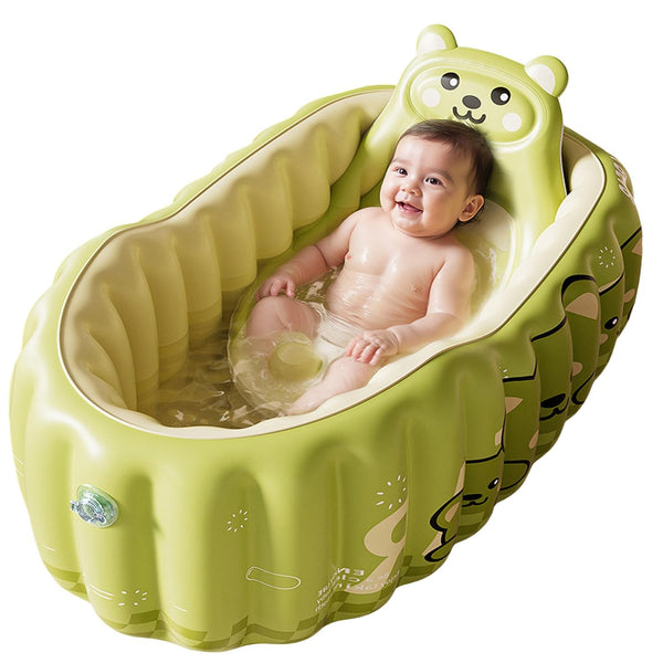 Houtclort Inflatable Baby Bathtub, Non Slip Safety Thick Cushion Central Seat,Portable Travel Seat
