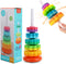Baby Spinning Stacking Toys, ABS Plastic Rainbow Design Ring Stacker for 6-12 Months Montessori Educational Learning