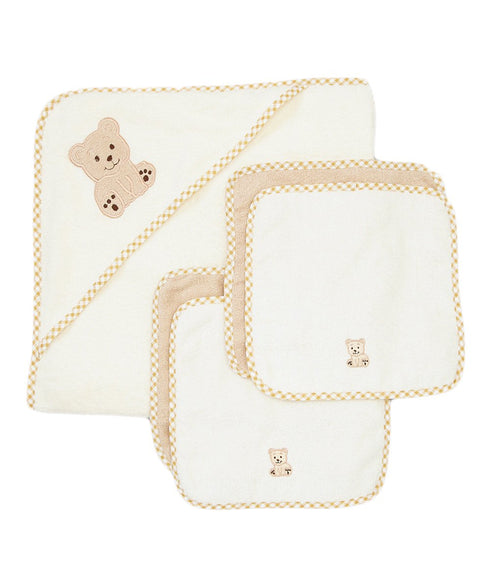 5-Piece Set, 1 4 Spasilk Soft Terry Hooded Bath Towel and Washcloth Baby Towel and Baby Washcloths for Newborn Boys