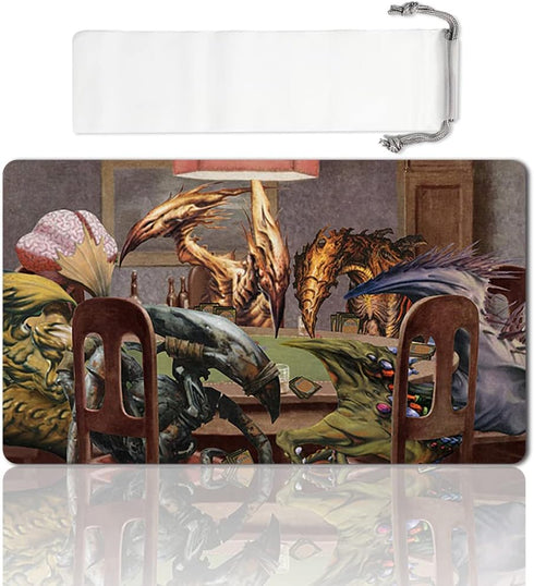 Board Game TCG Playmat Table Mats, 60X35 cm Mousepad for MTG RPG CCG Trading Card Game (SLIVERS-Playing-Poker)