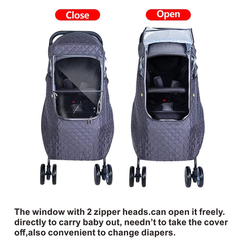 Winter Stroller Weather Shield, Universal Baby Stroller Rain Cover, Waterproof, Dark Gray
