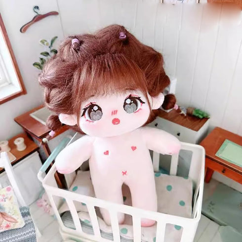niannyyhouse 20cm Plush Doll Caramel Girl Humanoid Stuffed Body, 8in Normal Body Wearable Clothing Dress Up Gifts