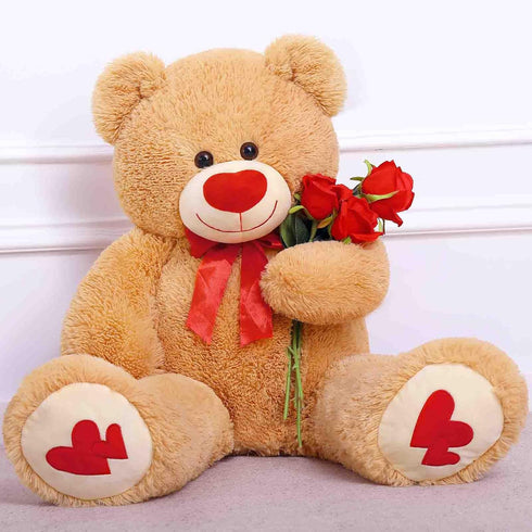 MorisMos Giant Teddy Bear Stuffed Animal, Love Heart Big Plush Toy, Large 36-inch Bear for Girlfriend Valentine's Day