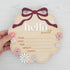 TTMerriwood Hello World Wooden Baby Birth Announcement Sign with Pink Bow, Cloud Shape Floral Newborn Name Date Time