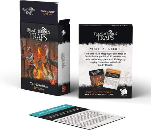 Dungeons and Dragons 5th Edition Deck of Cards – Treacherous Trap Deck: Lvl 13-16 by Nord Games – 50 Cards for D&D 5e