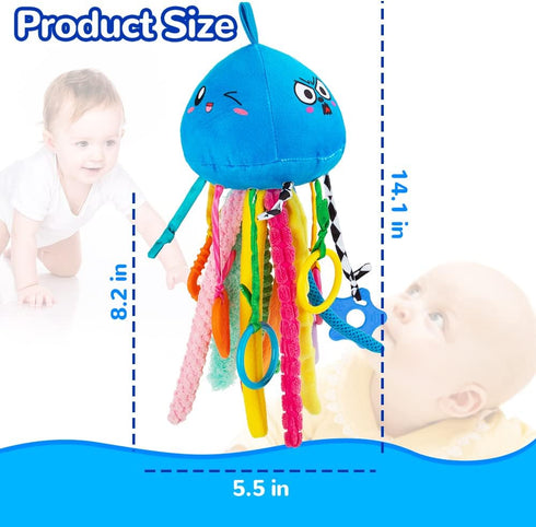 10 0-3-6-18 teytoy Sensory Toy, Texture Toys for Babies with Rattle, Autism Sensory Toys Jellyfish Shape Tactile