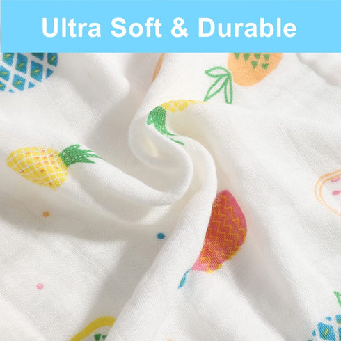 6Pack 10"X10" norinori Baby Msulin Washcloths Newborn Face Towel - Baby Muslin Burp Cloths Soft Absorbent Natural