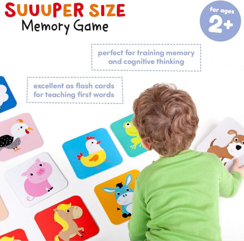 Suuuper Size Memory Matching Kids Game by Banana Panda - 24 Extra-Large 6” x 6” Cards for Ages 2-4