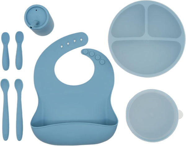 WeeSprout Baby Led Weaning Bundle, Silicone Suction Bowl, Spoons, Bib & Cup,
