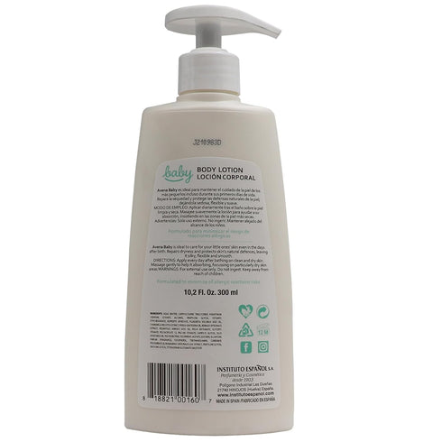 Avena Instituto Español Baby Body Lotion, Daily Moisturizing Cream, Sensitive Skin, 2-Pack, 10.2 FL Oz Each